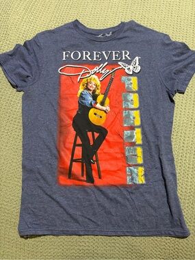 Forever Dolly Graphic Tee - Blue with Red Print